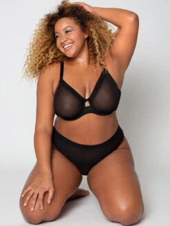 Curvy Couture Sheer Mesh Bra -PRIMADONNA Shop 1311BlackSheerfrontfullbody
