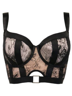 Pour Moi India Embroidery Underwire Bustier -PRIMADONNA Shop 20339PourMoiIndiaUWBustierBlackCosmeticFrontEditedCutOut
