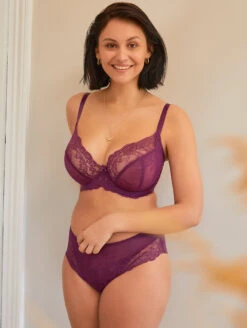 Panache Ana Plunge Bra -PRIMADONNA Shop 9396AnaPlungeBra9395AnaBriefDamsonFrontLifestyle2