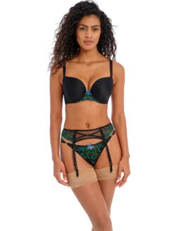 Freya Show Off Moulded Plunge Bra -PRIMADONNA Shop AA401631PlungeBraAA401691SuspenderAA401670ThongBlackFront