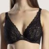 Aubade Rosessence Triangle Full Bust Plunge Bra -PRIMADONNA Shop AubadeRosessenceComfortFullCupPlungingTriangleBraHK12 02BlackFront