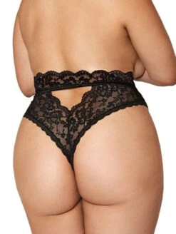 Dreamgirl High Waist Lace Thong -PRIMADONNA Shop DreamgirlHighWaistLaceThongBlack1477XBackPlus