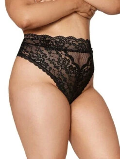 Dreamgirl High Waist Lace Thong -PRIMADONNA Shop DreamgirlHighWaistLaceThongBlack1477XFrontPlus