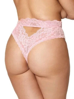 Dreamgirl High Waist Lace Thong -PRIMADONNA Shop DreamgirlHighWaistLaceThongPink1477XBackPlus