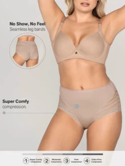 Leonisa Lace Stripe Shaper Panty -PRIMADONNA Shop LeonisaLaceStripeShaperPanty012903ChaiNudeFront2