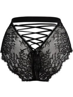 Pour Moi Dark Romance Lace-Up Brief 9 Pour Moi Dark Romance Lace-Up Brief -PRIMADONNA Shop PourMoiDarkRomanceLace UpBriefBlack21703BackFlat