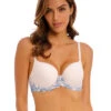 Wacoal Embrace Lace Moulded Bra -PRIMADONNA Shop WacoalEmbraceLaceMouldedBraPastelParchmentBlue853191Front