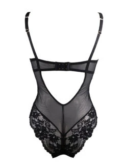 Pour Moi Satin Luxe Underwire Bodysuit -PRIMADONNA Shop 11805SatinLuxeandLaceUWBodysuitBlackBackEdited