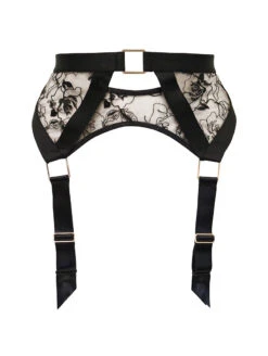 Pour Moi India Embroidery Garter Belt 12 Pour Moi India Embroidery Garter Belt -PRIMADONNA Shop 20340PourMoiIndiaGarterBeltBlackCosmeticFrontEditedCutOut