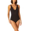 Anne Cole Plunge Mesh One Piece Swimsuit
