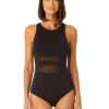 Anne Cole High Neck Mesh One Piece Swimsuit -PRIMADONNA Shop 23MO03601AnneColeHighNeckMeshOnePieceBlackFrontEdit