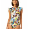 Anne Cole Flutter Sleeve Zip Up One Piece Swimsuit -PRIMADONNA Shop 23MO07961FlutterZipOnePieceKashmirPaisleyFrontEdit