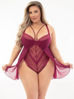 Escante Flyaway Skirted Teddy -PRIMADONNA Shop 30411WinePlusFront2