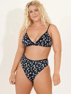 Maaji Parade Longline Triangle Bikini Top -PRIMADONNA Shop 3189STR004ParadeLLTriangleBra3075SCC011SuzyQHighRiseBottomBlackOrchidFrontPlusReversedPrint