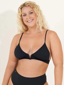 Maaji Parade Longline Triangle Bikini Top -PRIMADONNA Shop 3189STR004ParadeLLTriangleBraBlackOrchidFrontPlus