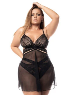Mapale 3 In 1 Babydoll -PRIMADONNA Shop 7489X2in1Babydoll2PieceSetBlackFrontEditedPlus