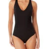 Anne Cole Crossback One Piece Swimsuit -PRIMADONNA Shop AnneColeCrossbackShirredOnePiece23MO09101BlackFront