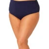 Anne Cole Shirred Hi-Low Plus Swim Bottom -PRIMADONNA Shop AnneColeHighWaistShirredPlusSwimBottomMYPB36001NavyFront