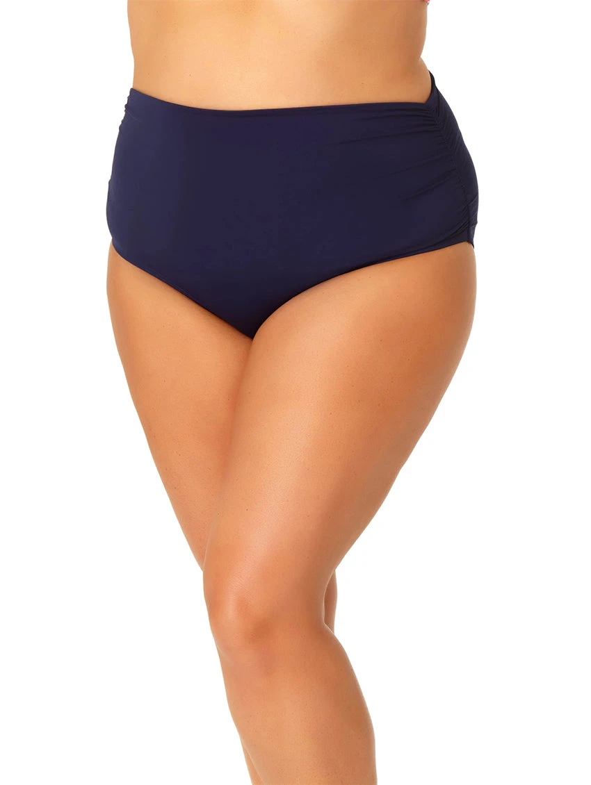 Anne Cole Shirred Hi-Low Plus Swim Bottom 3 Anne Cole Shirred Hi-Low Plus Swim Bottom