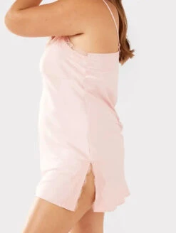 Chelsea Peers Satin Lace Slip -PRIMADONNA Shop ChelseaPeersSatinLaceTrimV NeckSlipDressCW2077RPLN03BlushSide