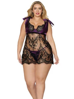 Dreamgirl Lace & Satin Chemise -PRIMADONNA Shop DreamgirlLaceandSatinChemise12692 X FrontPlus