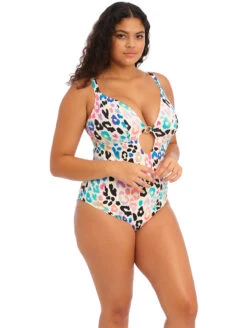 Elomi Party Bay Plunge One Piece Swimsuit -PRIMADONNA Shop ES801444PartyBayNonWiredPlungeSwimsuitLeoMultiSideEdited
