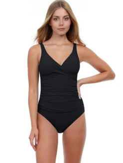 Profile By Gottex Tummy Control Surplice One Piece Swimsuit