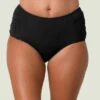 Jantzen Essentials Side Shirred Comfort Core Bikini Brief -PRIMADONNA Shop JZ21002HSideShirredComfortCoreBottomBlackFront