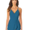 Anne Cole Surplice Swim Dress 2 Anne Cole Surplice Swim Dress -PRIMADONNA Shop MYMD61001AnneColeUWSurpliceSwimDressDeepSeaFrontEdit