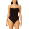 Anne Cole Shirred Maillot One Piece Swimsuit 2 Anne Cole Shirred Maillot One Piece Swimsuit -PRIMADONNA Shop MYMO05701ShirredMaillotOnePieceSwimsuitBlackFront