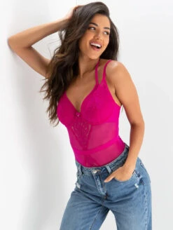 Pour Moi Suspense Bodysuit 11 Pour Moi Suspense Bodysuit -PRIMADONNA Shop PourMoiSusoenseContradictionBodysuitHotPink11810WithJeans