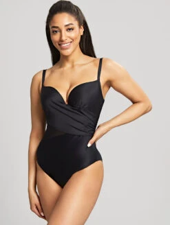 Panache Serenity Moulded Plunge One Piece Swimsuit -PRIMADONNA Shop SW1560PanacheSerenityMouldedPlungeSwimsuitNoirFront