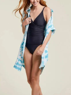 Tribal Wrap Front One Piece Swimsuit
