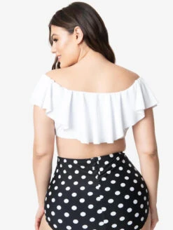 Unique Vintage Ramona Ruffle Swim Top -PRIMADONNA Shop UniqueVintageRamonaRuffleSwimTopWhiteCZ115Back